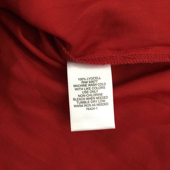 LIZ CLAIBORNE Women's Lyocell Blouse Long Sleeve Button Up Red Sz XXL - Picture 4 of 6